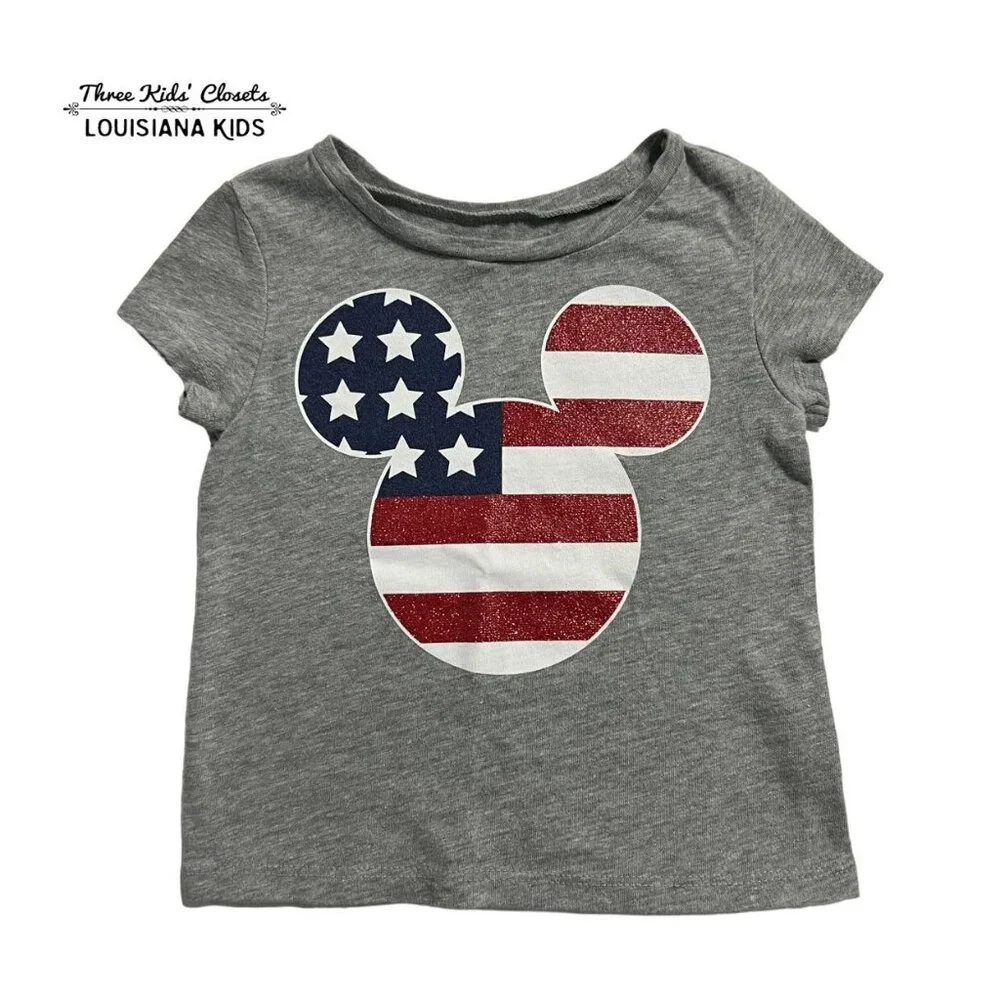 Old Navy 12-18m Patriotic American Flag Mickey Mouse Shirt